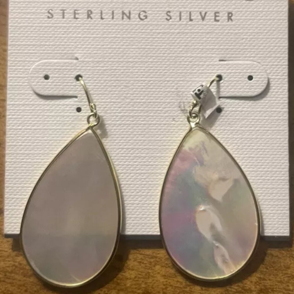 NWT Argento Vivo Gold Gilded Sterling Mother Of Pearl 2" Long Dangle Earrings
